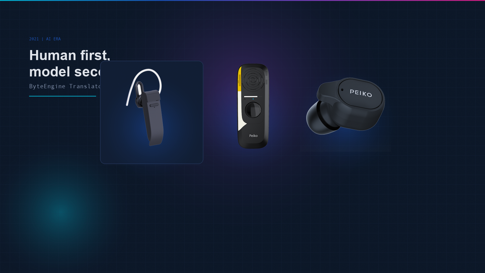 Peiko translation earphones and TRBOX devices